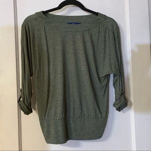 Apt. 9 Olive Green Ruched Hem Dolman 3/4 Sleeve Top Size PS